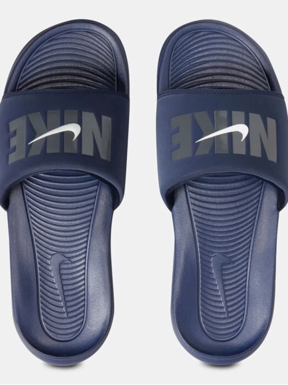 Nike Men’s Navy Blue Slide Sandals with White Swoosh